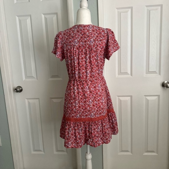 Knox Rose Red Floral Above the Knee Side Pockets Dress Size XS - Picture 3 of 6